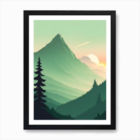 Misty Mountains Vertical Composition In Green Tone 206 Art Print