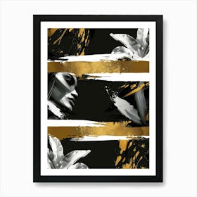 Gold And Black Abstract Painting 132 Art Print