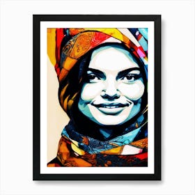 Woman In A Scarf, Abstract, Contrast Art Print