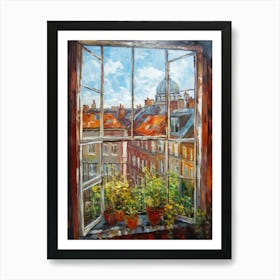 Window View Of Copenhagen Denmark Impressionism Style 3 Art Print