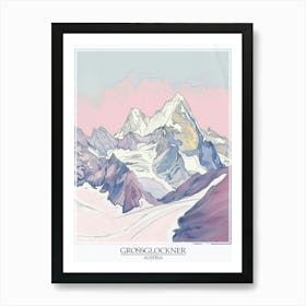 Grossglockner Austria Color Line Drawing 1 Poster Art Print