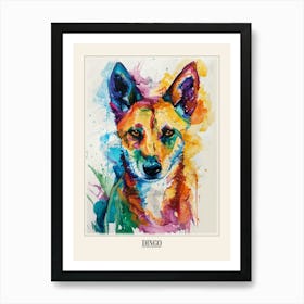 Dingo Colourful Watercolour 3 Poster Art Print