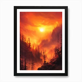 Sunset In The Forest 3 Art Print