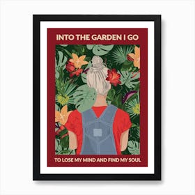 Into The Garden (Grey & Burgundy) Art Print