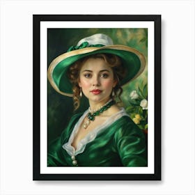 Lady In Green Hat 3 Art Print