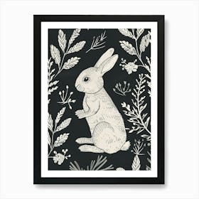 Mini Rex Rabbit Minimalist Illustration 1 Art Print