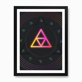 Neon Geometric Glyph in Pink and Yellow Circle Array on Black n.0272 Art Print