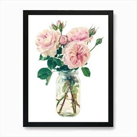 English Roses Painting Rose In A Mason Jar 1 Art Print