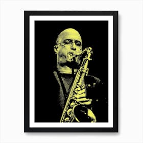 Michael Brecker American Jazz Saxophonist Line Illustration v2 Art Print