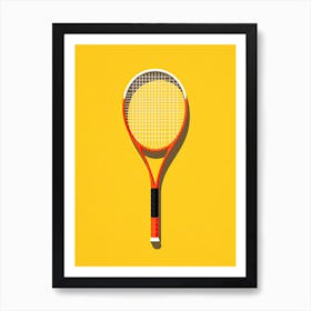 Tennis Racket On A Yellow Background Art Print