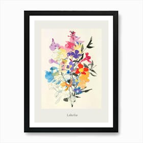 Lobelia Collage Flower Bouquet Poster Art Print