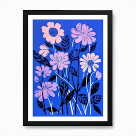 Blue Flower Illustration Asters 7 Art Print