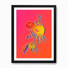 Neon Purple Roses Botanical in Hot Pink and Electric Blue n.0219 Art Print