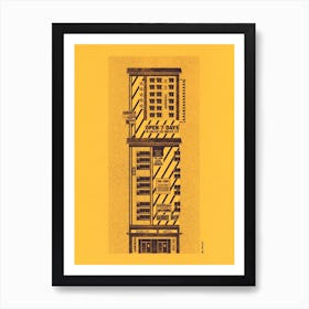 Barbershop Black On Orange Risograph Art Print