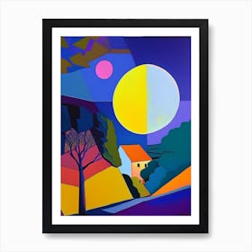 Moon Abstract Modern Pop Space Art Print