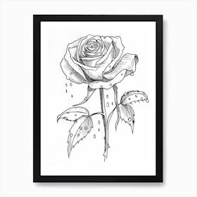 Rose Dew Line Drawing 2 Art Print