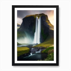 Kirkjufellsfoss Waterfall, Iceland Realistic Photograph (2) Art Print