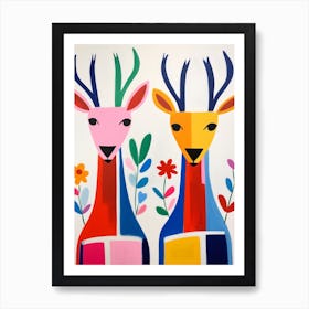Colourful Kids Animal Art Antelope 1 Art Print