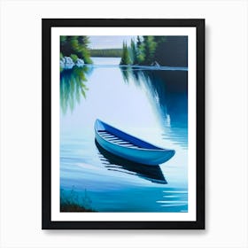 Canoe On Lake Water Waterscape Marble Acrylic Painting 1 Art Print