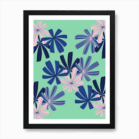 Blue And Pink Flowers Art Print
