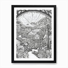 Drawing Of A Dog In Eden Project Gardens, United Kingdom In The Style Of Black And White Colouring Pages Line Art 02 Art Print