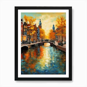 Wall painting print, Amsterdam, Netherlands, landscape art, Van Gogh style, fine art..253 Art Print