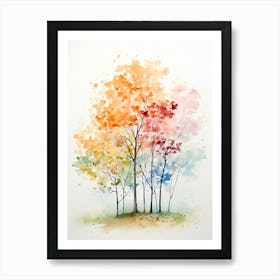 Watercolor Autumn Trees Art Print