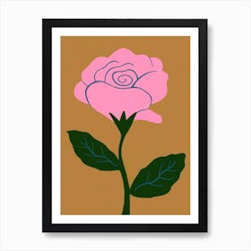 Pink Rose In Brown Art Print