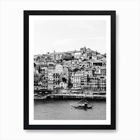 The Tiny Boat And The  City Of Porto Portugal Art Print