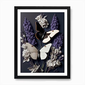 Butterflies And Flowers Art Print