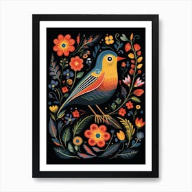Folk Bird Illustration Sparrow 4 Art Print