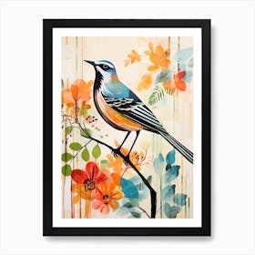 Bird Painting Collage Mockingbird 4 Art Print