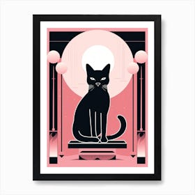 The Temperance Tarot Card, Black Cat In Pink 1 Art Print