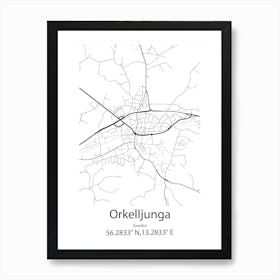 Orkelljunga,Sweden Minimalist Map Art Print