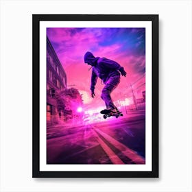 Skateboarding In Philadelphia, United States Futuristic 2 Art Print