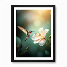 Hummingbird On A Flower Art Print