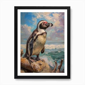 African Penguin Signy Island Oil Painting 3 Art Print