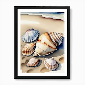 Seashells on the beach, watercolor painting 28 Art Print