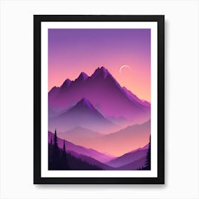 Misty Mountains Vertical Composition In Purple Tone 7 Art Print