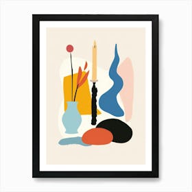 Abstract Candles Flowers 3 Art Print