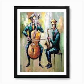 Two Musicians Playing Cello 2 Art Print