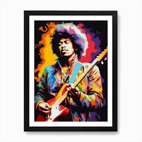 Jimi Hendrix Colourful 2 Art Print