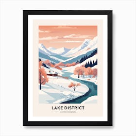 Vintage Winter Travel Poster Lake District United Kingdom 6 Art Print