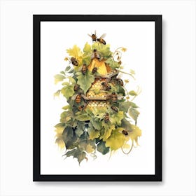 Propolis Bee Beehive Watercolour Illustration 3 Art Print