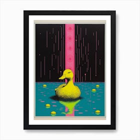 Duck In The Pond Abstract Linocut Inspired Portrait Art Print