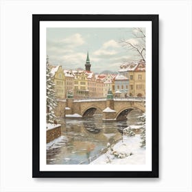 Vintage Winter Illustration Prague Czech Republic 4 Art Print
