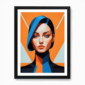 Geometric Fashion Woman Portrait Pop Art Orange (5) Art Print