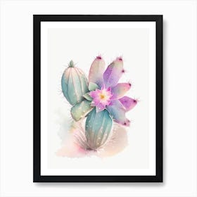 Star Cactus Pastel Watercolour 2 Art Print