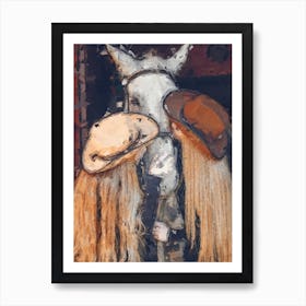 Two Girls Kissing A Horse Oil Painting Art Print