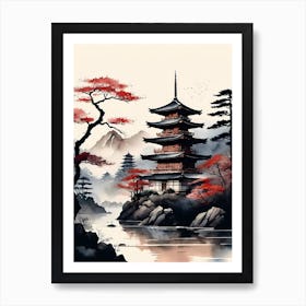 Japanese Landscape Watercolor Painting (24) Art Print
